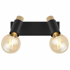 Lampes En Bois-Luminaires Globo Lighting Plafonnier Globo MATTI Écru, Noir, 2 lumières