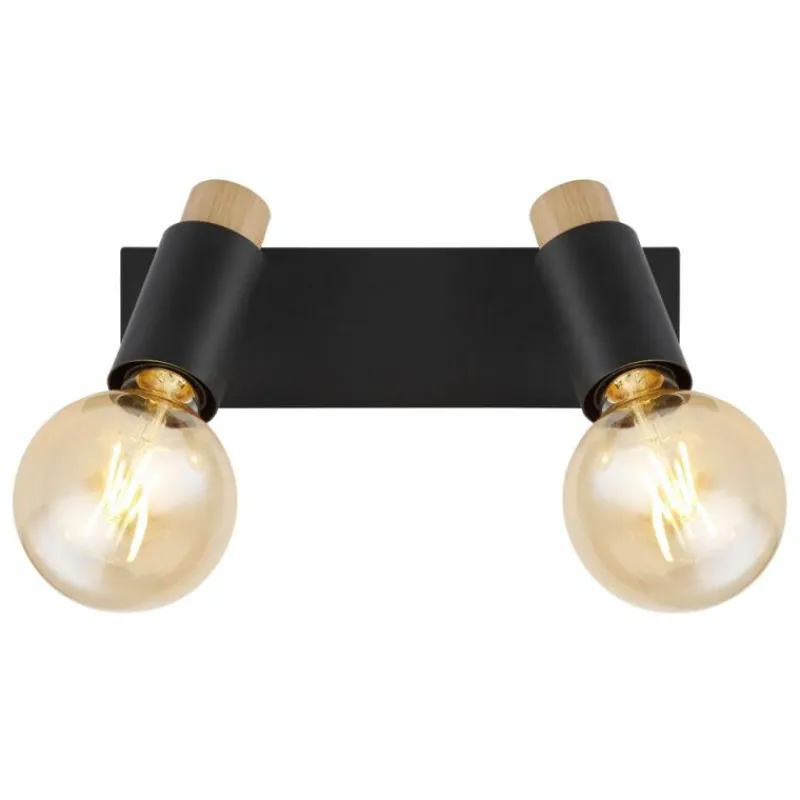 Lampes En Bois-Luminaires Globo Lighting Plafonnier Globo MATTI Écru, Noir, 2 lumières