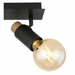 Lampes En Bois-Luminaires Globo Lighting Plafonnier Globo MATTI Écru, Noir, 2 lumières