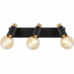 Lampes En Bois-Luminaires Globo Lighting Plafonnier Globo MATTI Écru, Noir, 3 lumières