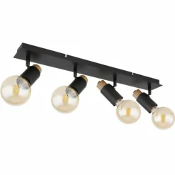 Lampes En Bois-Luminaires Globo Lighting Plafonnier Globo MATTI Écru, Noir, 4 lumières