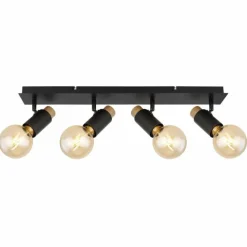 Lampes En Bois-Luminaires Globo Lighting Plafonnier Globo MATTI Écru, Noir, 4 lumières