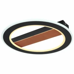 Lampes En Bois-Luminaires Globo Lighting Plafonnier Globo MATTIA LED Bois foncé, Noir, 1 lumière