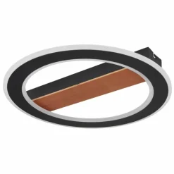 Lampes En Bois-Luminaires Globo Lighting Plafonnier Globo MATTIA LED Bois foncé, Noir, 1 lumière