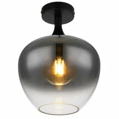 Suspension Verre Fumé-Luminaires Globo Lighting Plafonnier Globo MAXY Noir, 1 lumière