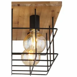 Lampes Vintages & Rétros-Luminaires Globo Lighting Plafonnier Globo MERRIL Bois clair, Noir, 4 lumières