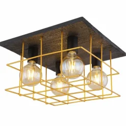 Lampes Dorées-Luminaires Globo Lighting Plafonnier Globo MERRIL Noir, 4 lumières