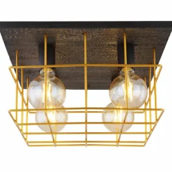 Lampes Dorées-Luminaires Globo Lighting Plafonnier Globo MERRIL Noir, 4 lumières