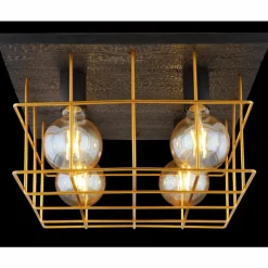 Lampes Dorées-Luminaires Globo Lighting Plafonnier Globo MERRIL Noir, 4 lumières