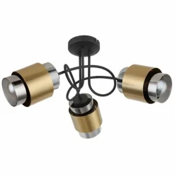 Suspension Verre Fumé-Luminaires Globo Lighting Plafonnier Globo MILLEY Laiton, Noir, 3 lumières