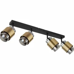 Suspension Verre Fumé-Luminaires Globo Lighting Plafonnier Globo MILLEY Laiton, Noir, 4 lumières