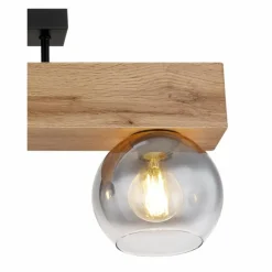 Suspension Verre Fumé-Luminaires Globo Lighting Plafonnier Globo MOITAS Couleur bois, Noir, 3 lumières