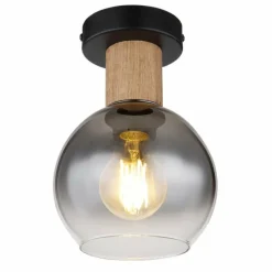 Suspension Verre Fumé-Luminaires Globo Lighting Plafonnier Globo MOITAS Couleur bois, Noir, 1 lumière