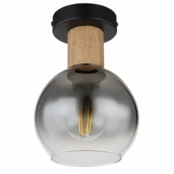 Suspension Verre Fumé-Luminaires Globo Lighting Plafonnier Globo MOITAS Couleur bois, Noir, 1 lumière