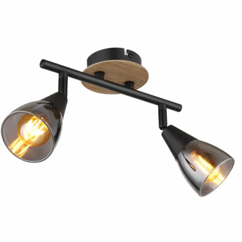 Suspension Verre Fumé-Luminaires Globo Lighting Plafonnier Globo MUBBY Écru, Noir, 2 lumières