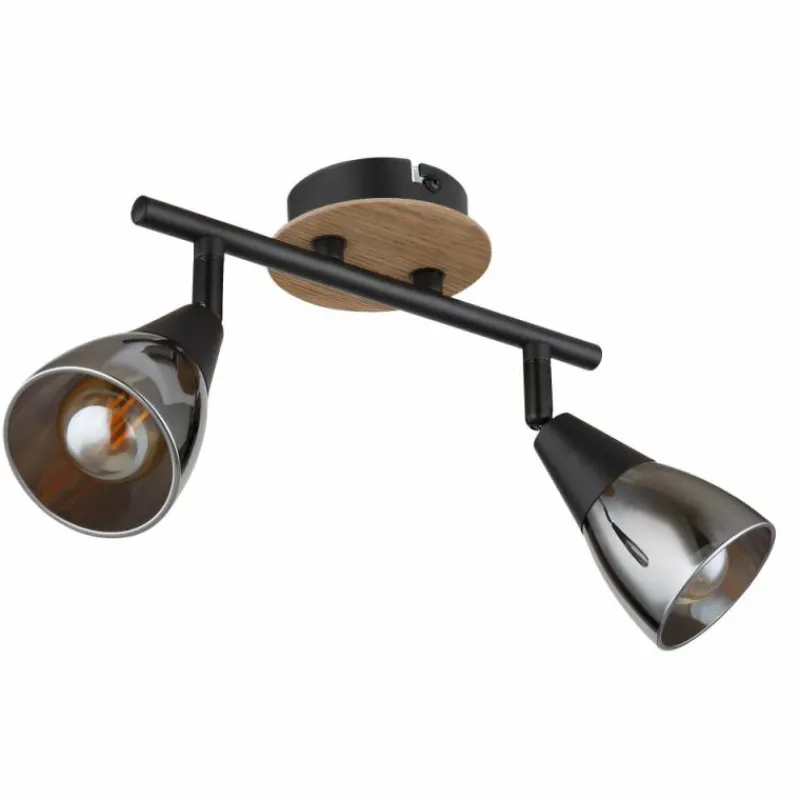 Suspension Verre Fumé-Luminaires Globo Lighting Plafonnier Globo MUBBY Écru, Noir, 2 lumières