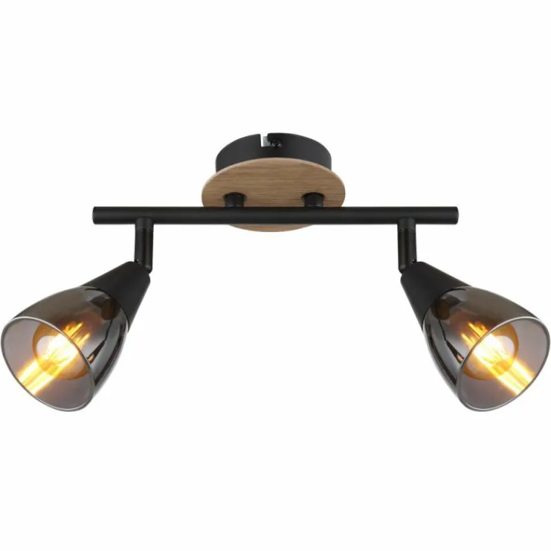 Suspension Verre Fumé-Luminaires Globo Lighting Plafonnier Globo MUBBY Écru, Noir, 2 lumières