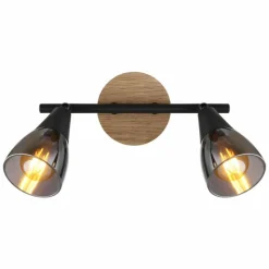 Suspension Verre Fumé-Luminaires Globo Lighting Plafonnier Globo MUBBY Écru, Noir, 2 lumières