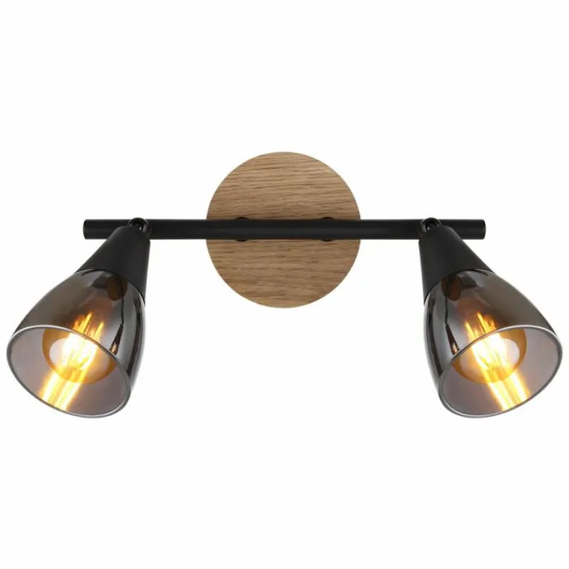 Suspension Verre Fumé-Luminaires Globo Lighting Plafonnier Globo MUBBY Écru, Noir, 2 lumières