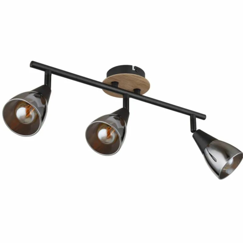 Suspension Verre Fumé-Luminaires Globo Lighting Plafonnier Globo MUBBY Noir, 3 lumières