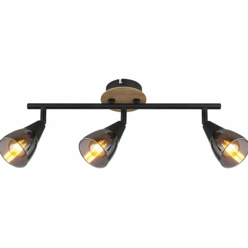 Suspension Verre Fumé-Luminaires Globo Lighting Plafonnier Globo MUBBY Noir, 3 lumières