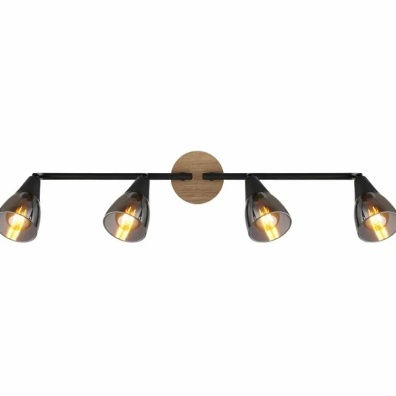 Suspension Verre Fumé-Luminaires Globo Lighting Plafonnier Globo MUBBY Noir, 4 lumières