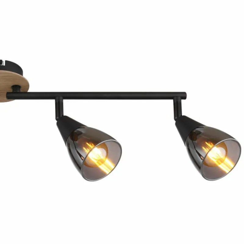 Suspension Verre Fumé-Luminaires Globo Lighting Plafonnier Globo MUBBY Noir, 4 lumières