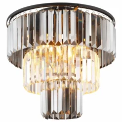 Suspension Verre Fumé-Luminaires Globo Lighting Plafonnier Globo NAXIS Noir, 3 lumières