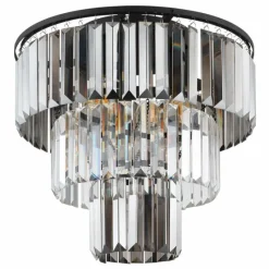 Suspension Verre Fumé-Luminaires Globo Lighting Plafonnier Globo NAXIS Noir, 3 lumières