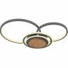 Lampes En Bois-Luminaires Globo Lighting Plafonnier Globo NIRRA LED Bois foncé, Noir, 1 lumière