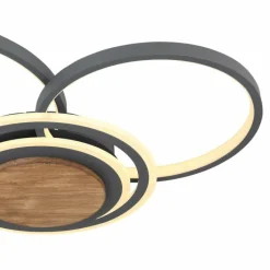 Lampes En Bois-Luminaires Globo Lighting Plafonnier Globo NIRRA LED Bois foncé, Noir, 1 lumière