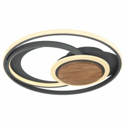 Lampes En Bois-Luminaires Globo Lighting Plafonnier Globo NIRRA LED Bois foncé, Noir, 1 lumière