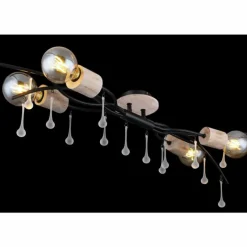 Lampes En Bois-Luminaires Globo Lighting Plafonnier Globo NOLE Bois clair, Noir, 4 lumières