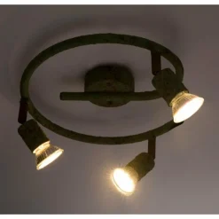 Lampes Industrielles-Luminaires Globo Lighting Plafonnier Globo OLANA Vert, Rouille, 3 lumières