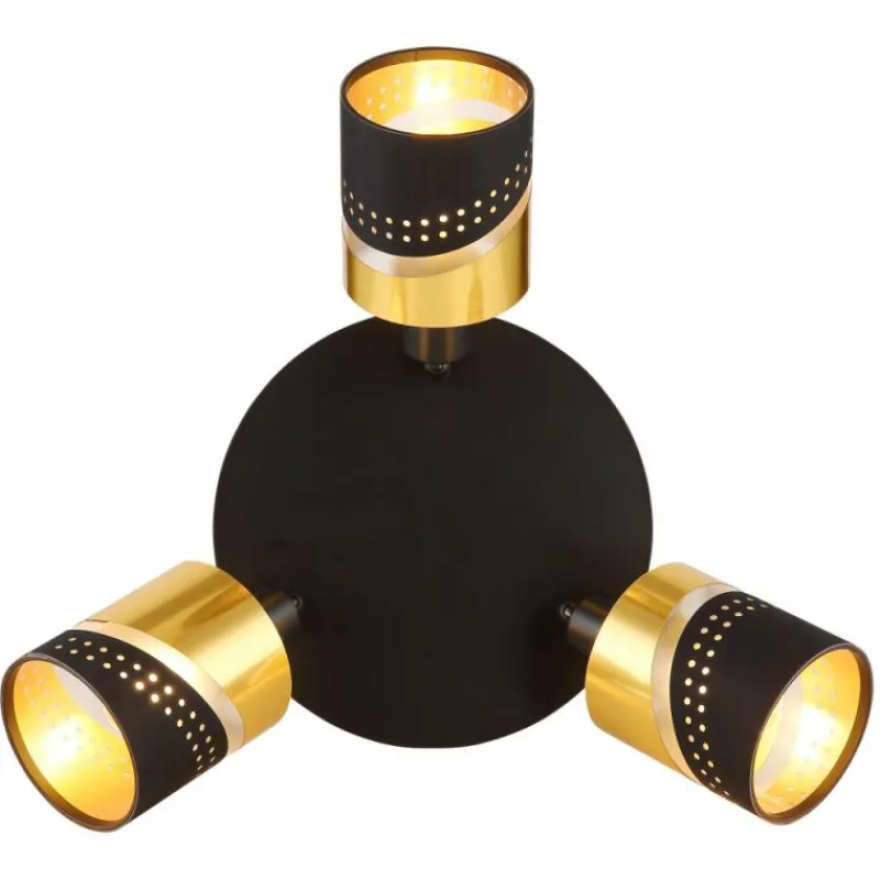 Lampes En Tissu-Luminaires Globo Lighting Plafonnier Globo OR Noir, 3 lumières