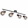 Suspension Verre Fumé-Luminaires Globo Lighting Plafonnier Globo ORNELA Noir, 4 lumières
