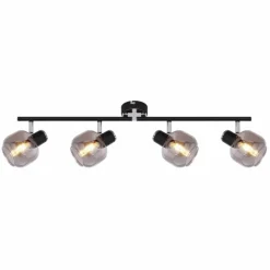 Suspension Verre Fumé-Luminaires Globo Lighting Plafonnier Globo ORNELA Noir, 4 lumières