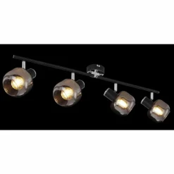 Suspension Verre Fumé-Luminaires Globo Lighting Plafonnier Globo ORNELA Noir, 4 lumières