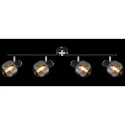 Suspension Verre Fumé-Luminaires Globo Lighting Plafonnier Globo ORNELA Noir, 4 lumières