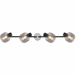 Suspension Verre Fumé-Luminaires Globo Lighting Plafonnier Globo ORNELA Noir, 4 lumières