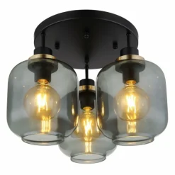 Suspension Verre Fumé-Luminaires Globo Lighting Plafonnier Globo OTHMAR Bronze, Noir, 3 lumières