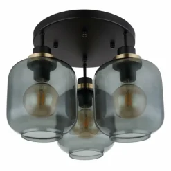 Suspension Verre Fumé-Luminaires Globo Lighting Plafonnier Globo OTHMAR Bronze, Noir, 3 lumières