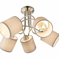 Lampes En Tissu-Luminaires Globo Lighting Plafonnier Globo Paco Nickel mat, 5 lumières