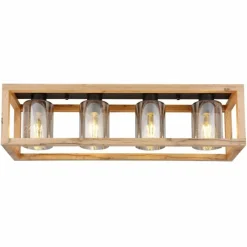 Luminaires Scandinaves-Luminaires Globo Lighting Plafonnier Globo PETTEY Bois foncé, Noir, 4 lumières