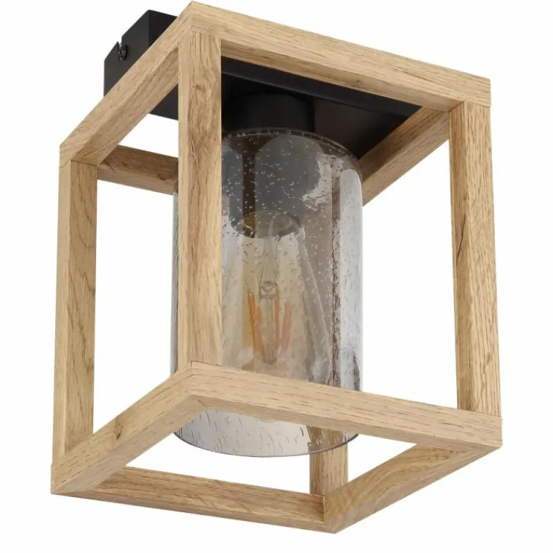 Suspension Verre Fumé-Luminaires Globo Lighting Plafonnier Globo PETTEY Noir, 1 lumière