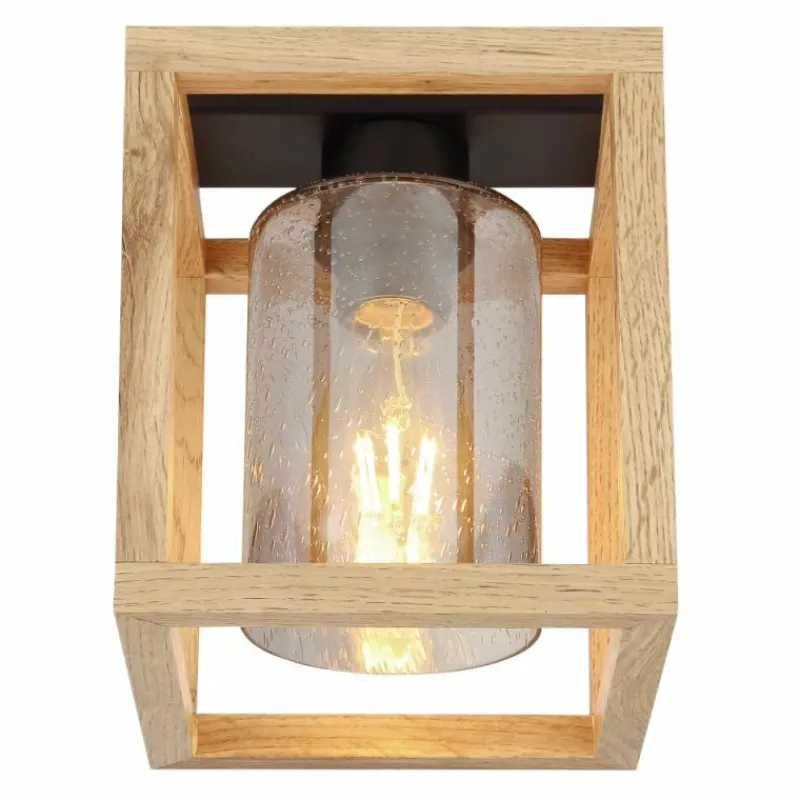 Suspension Verre Fumé-Luminaires Globo Lighting Plafonnier Globo PETTEY Noir, 1 lumière