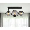 Suspension Verre Fumé-Luminaires Globo Lighting Plafonnier Globo PORRY Noir, 3 lumières