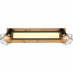Lampes En Bois-Luminaires Globo Lighting Plafonnier Globo PRISKA Couleur bois, Noir, Blanc, 3 lumières