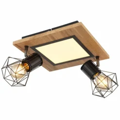 Lampes En Bois-Luminaires Globo Lighting Plafonnier Globo PRISKA Couleur bois, Noir, Blanc, 3 lumières