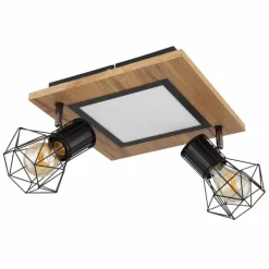 Lampes En Bois-Luminaires Globo Lighting Plafonnier Globo PRISKA Couleur bois, Noir, Blanc, 3 lumières